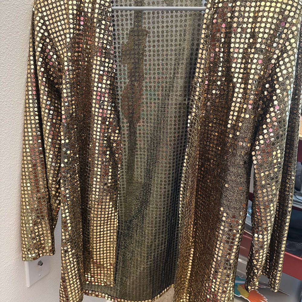 Gold Sequin Open Front Vintage Jacket